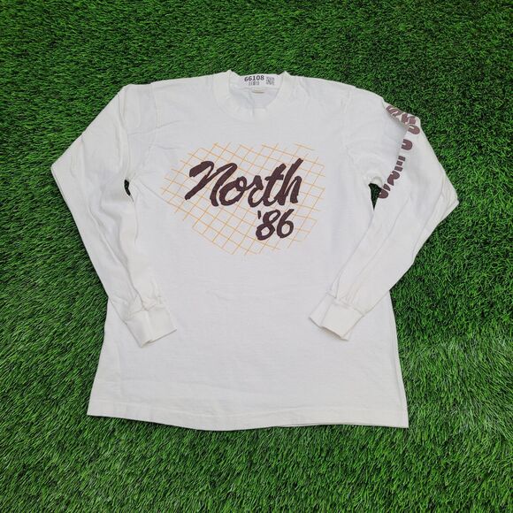 VTG 1986 North Skippers Long Sleeve T-Shirt Mens Small Sleeve Hit Single Stitch - Picture 1 of 8